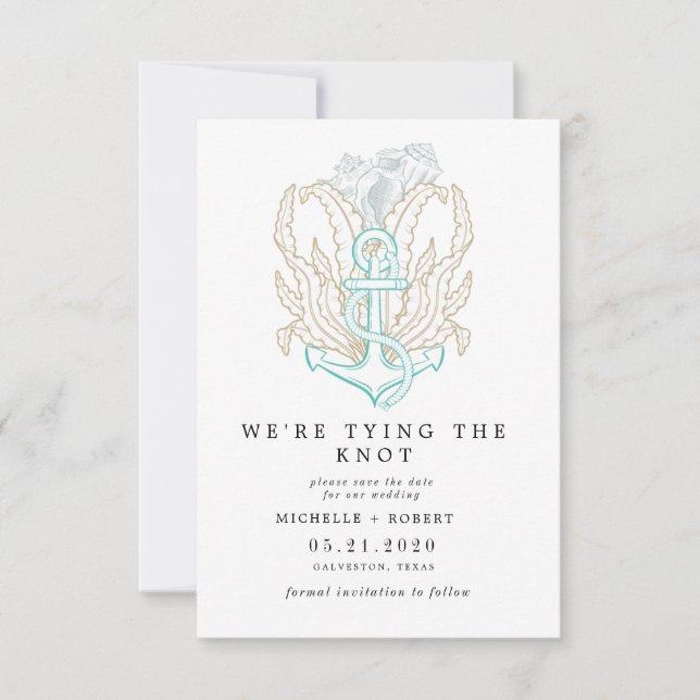 Invitación La costa costera elegante Photo Save the Date (Anverso)