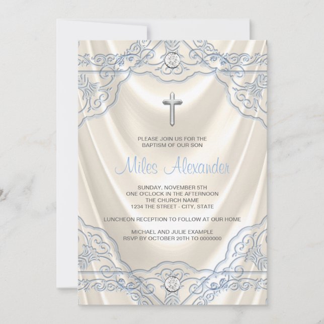 Invitación La cristiandad marfil y el bautismo azul (Anverso)