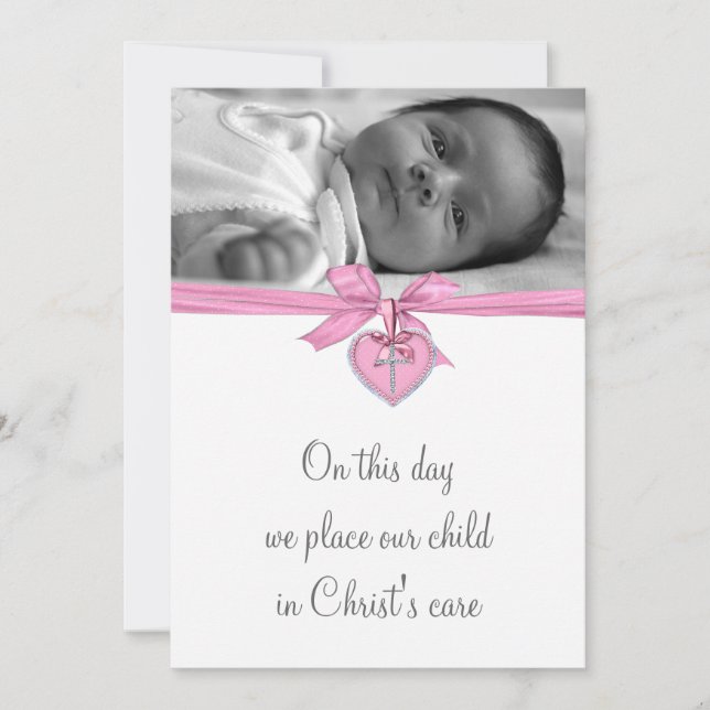 Invitación La Cruz Blanca Rosa - Foto De La Niña (Anverso)