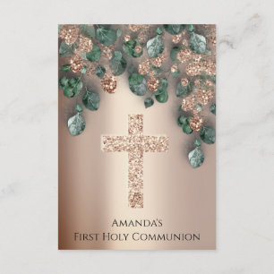 Invitación La cruz cristiana de la Santa Comunión del oro Ros