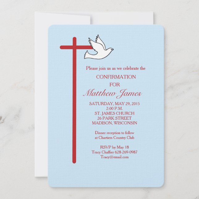 Invitación La cruz de espíritu de confirmación del niño en un (Anverso)