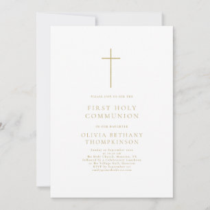 Invitación La cruz del texto del oro minimalista es la primer