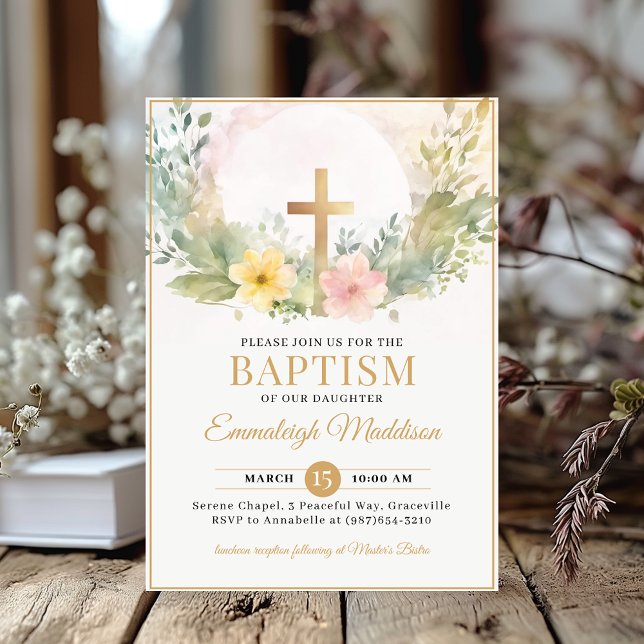 Invitación La Cruz Dorada Florece o Bautismo (Subido por el creador)