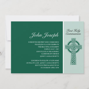 Invitación La Cruz Irlandesa Verde es la primera comunión san