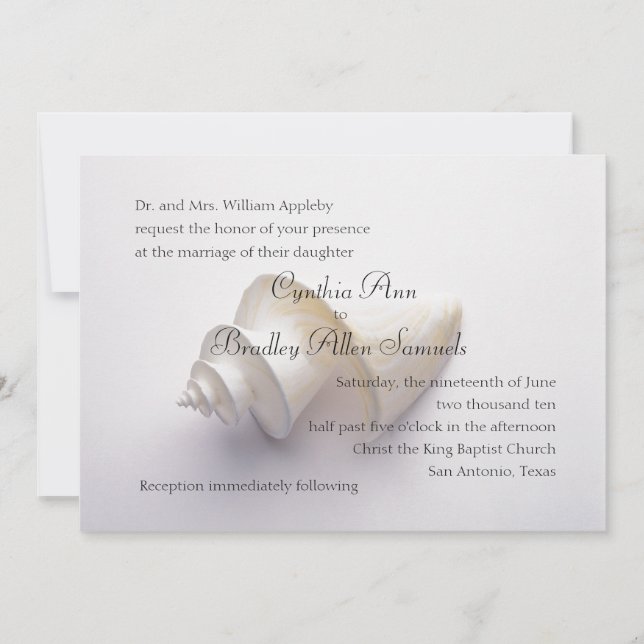 Invitación La cubierta marina boda en la arena (Anverso)