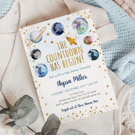 Invitación La cuenta regresiva del espacio de oro azul ha com