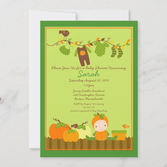 Invitación La cuerda para tender la ropa Baby Shower del (Anverso)