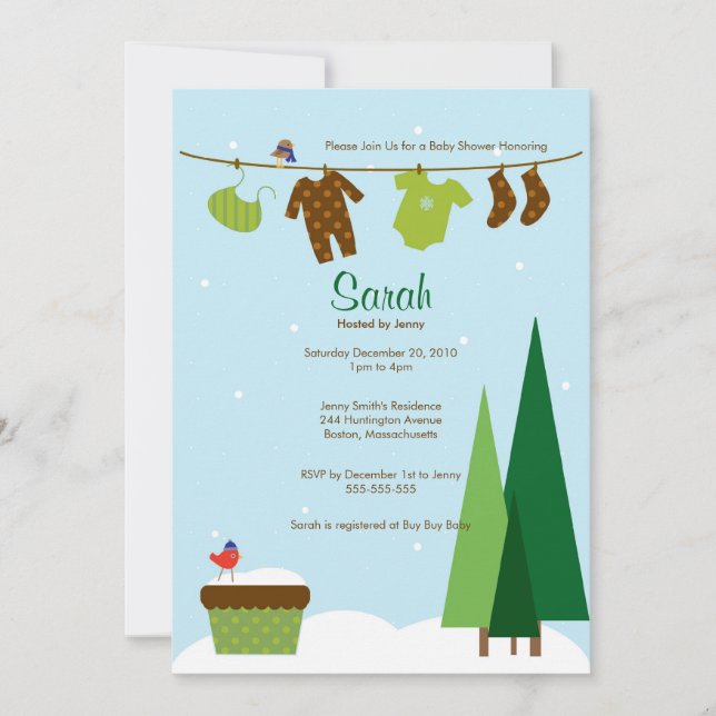 Invitación La cuerda para tender la ropa Baby Shower del (Anverso)