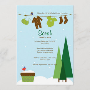 Invitación La cuerda para tender la ropa Baby Shower del