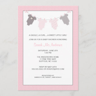 Invitación La cuerda para tender la ropa Baby Shower del