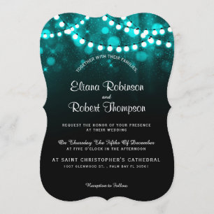 Invitación La cuerda rústica de la boda se ilumina con turque