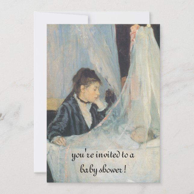 Invitación La cuna de Berthe Morisot, elegante Baby Shower (Anverso)
