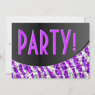 Invitación La curva negra de Glitz Zebra Morado 'Fiesta!'