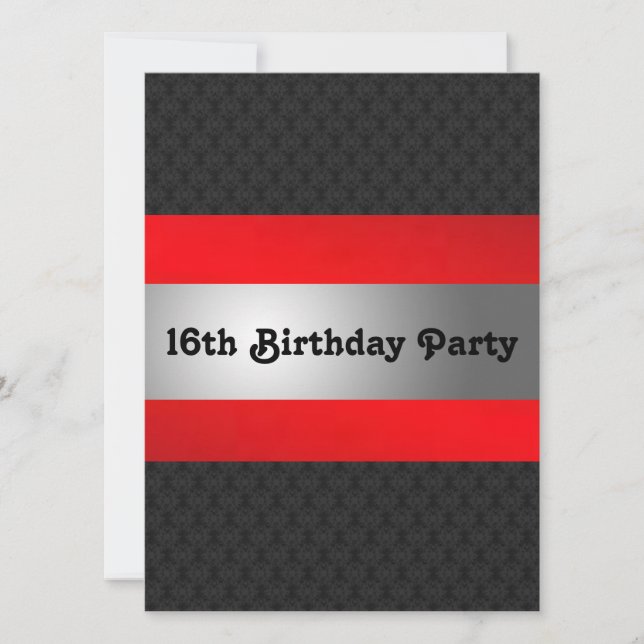Invitación La décimosexto fiesta del cumpleaños del muchacho (Anverso)