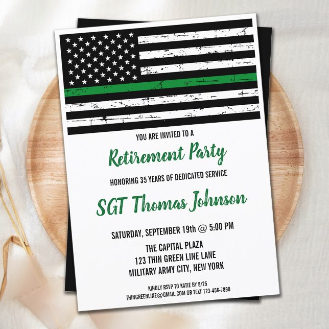 Invitación La delgada Línea Verde Bandera Estadounidense Jubi (Subido por el creador)