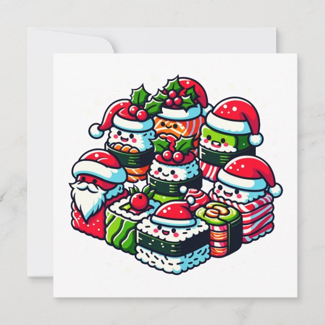 Invitación La delicia del sushi en Santa Claus - Arte de Navi (Anverso)