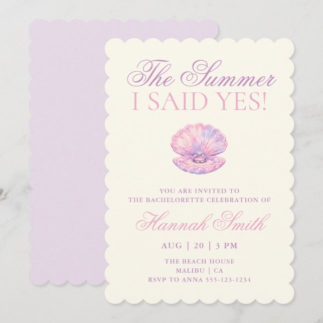 Invitación La Despedida de Soltera Anillo de Concha de 'El Ve (Anverso / Reverso)