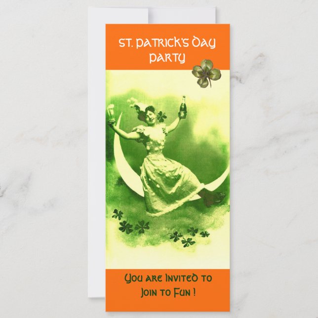 INVITACIÓN LA DÍA DE SAN PATRICK FIESTA LUNA LADY CON SOMBRER (Anverso)