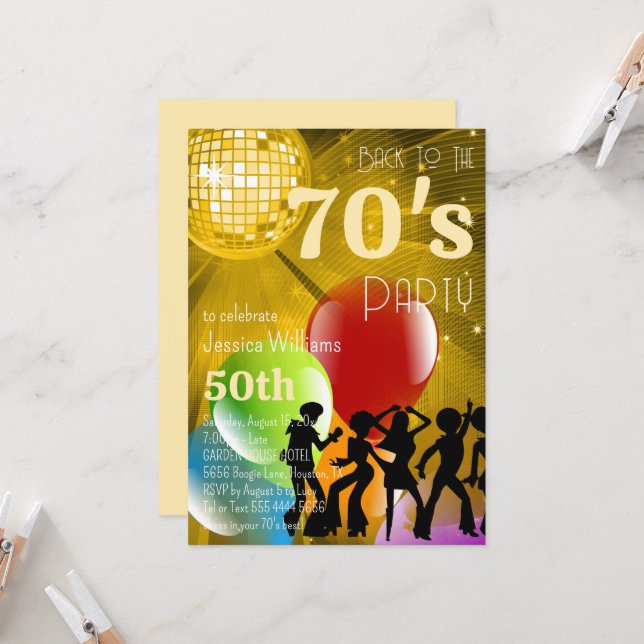 Invitación La Discoteca Retro 70's y el cumpleaños de oro de  (Anverso/Reverso In Situ)