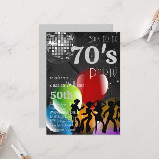 Invitación La discoteca Retro 70's y el cumpleaños negro de l (Anverso/Reverso In Situ)