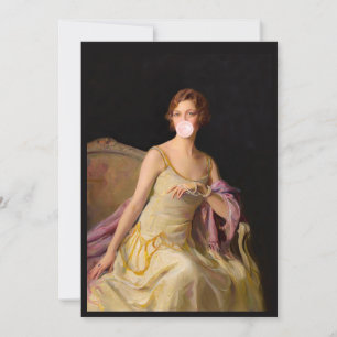 Invitación La diva de la goma de mascar con vestido amarillo
