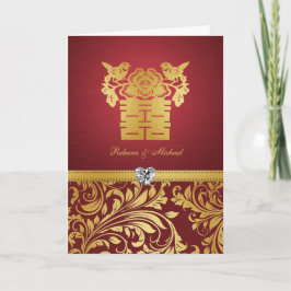 Invitación La doble felicidad china ama a los pájaros