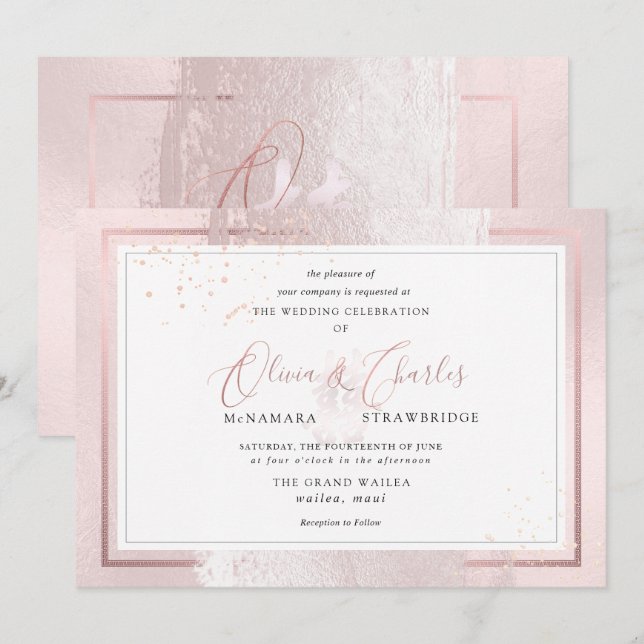 Invitación La doble felicidad de PixDezines, el rosa de Rubor (Anverso / Reverso)