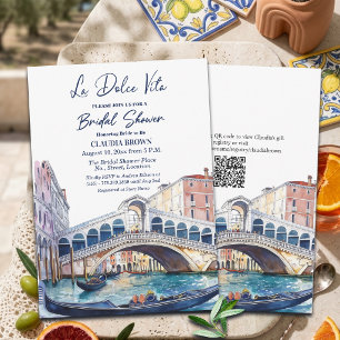 Invitación La Dolce Vita Acuarela Venecia Código QR Nupcial