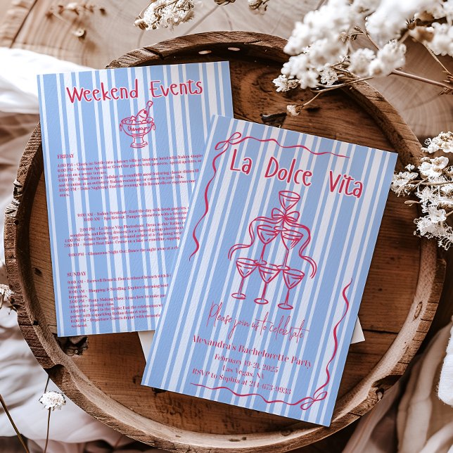Invitación La Dolce Vita Bachelorette Weekend Itinerario (Subido por el creador)