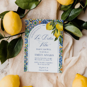 Invitación La Dolce Vita Blue Tile ducha de novia italiana