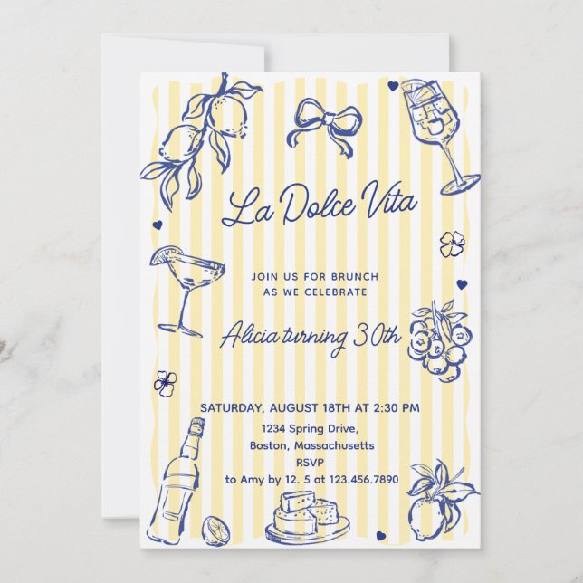 Invitación La Dolce Vita (cualquier edad) Fiesta de cumpleaño (Anverso)