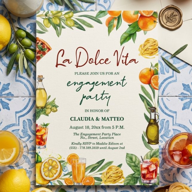 Invitación La Dolce Vita Fiesta de Compromiso con Cítricos It (Subido por el creador)