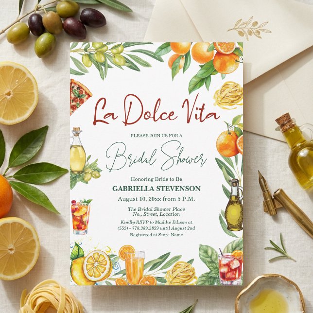 Invitación La Dolce Vita Italian Cocktail Bridal Shower (Subido por el creador)