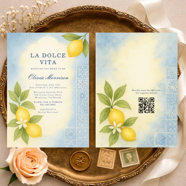 Invitación La Dolce Vita Italian QR Code Bridal Shower (Subido por el creador)