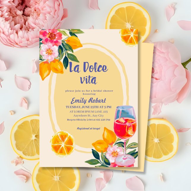 Invitación La Dolce Vita Italiana Lemon Floral Bridal Ducha (Subido por el creador)