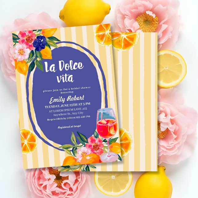 Invitación La Dolce Vita Italiana Lemon Floral Bridal Ducha (Subido por el creador)
