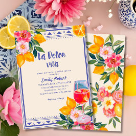 Invitación La Dolce Vita Italiana Lemon Floral Bridal Ducha
