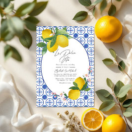 Invitación La Dolce Vita Italiana Lemon Tiles Boda QR Código