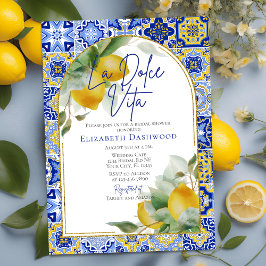 Invitación La Dolce Vita Italiana Lemons Tiles Bridal Shower