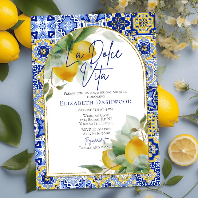 Invitación La Dolce Vita Italiana Lemons Tiles Bridal Shower (Subido por el creador)
