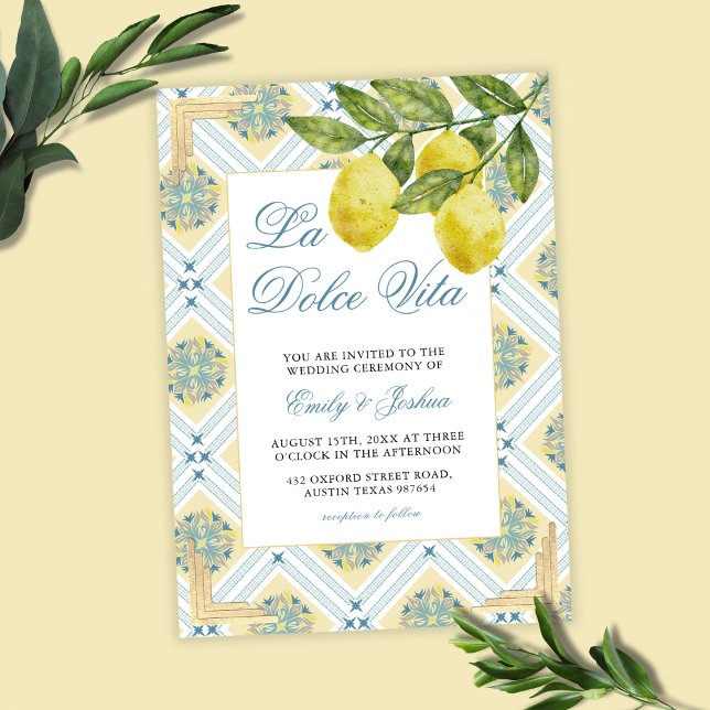 Invitación La Dolce Vita Lemon Boda temática italiana (Subido por el creador)