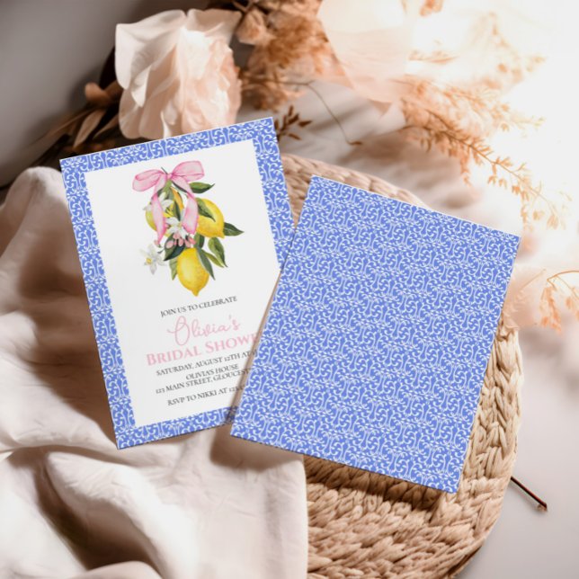 Invitación La Dolce Vita Lemon Pink Bow Bridal Ducha (Subido por el creador)