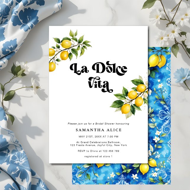 Invitación La Dolce Vita Lemon Tema Ducha nupcial Italiana (Subido por el creador)