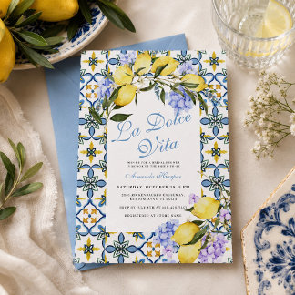 Invitación La Dolce Vita Limón Italia Azulejos Despedida de S