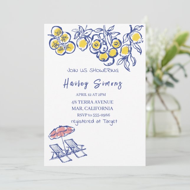 Invitación La dolce vita limón italiano amarillo (Anverso de pie)