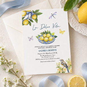 Invitación La Dolce Vita Limones y Pájaro Despedida de Solter