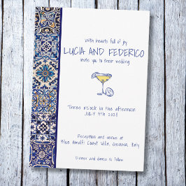 Invitación La Dolce Vita mediterráneo azulejos azules italian