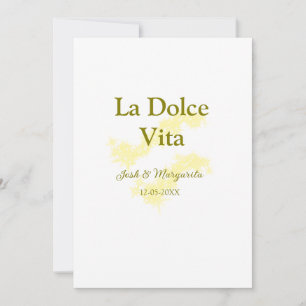 Invitación La Dolce Vita pareja de bodas amarillos Nombre fec