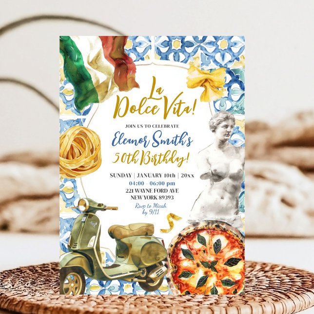 Invitación La Dolce Vita Tema de la cena italiana Adulto Cump (Subido por el creador)