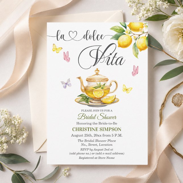 Invitación La Dolce Vita Tetera de Limón para Despedida de So (Subido por el creador)